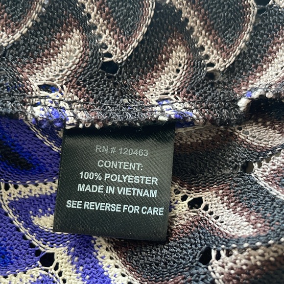 Violet B Black & Purple/Blue Knitted Drape Cardigan w/White Accent Pattern Small - Picture 6 of 7